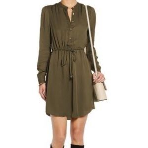 Michael Kors Silk Shirt Dress in Olive